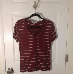 Soft & Stretchy Maroon & White Striped Shirt